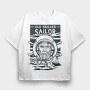 Sailor Serious Face Old Skilled Line Art, Tricou Oversize Barbati (Unisex)