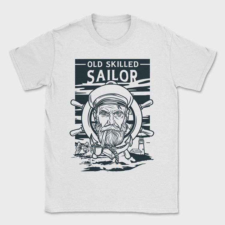 Sailor Serious Face Old Skilled Line Art, Tricou Barbati (Unisex)