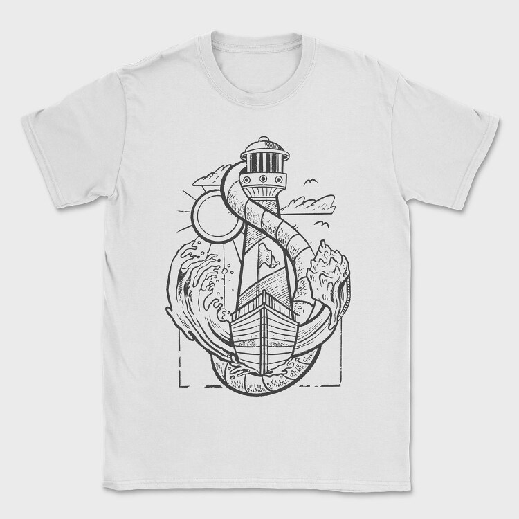 Sailing Anchor Illustration, Tricou Barbati (Unisex)