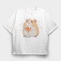 Sad Hamster With Drink, Tricou Oversize Barbati (Unisex)