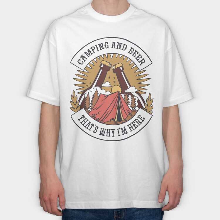 Camping and Beer 2, Tricou Oversize Barbati (Unisex)