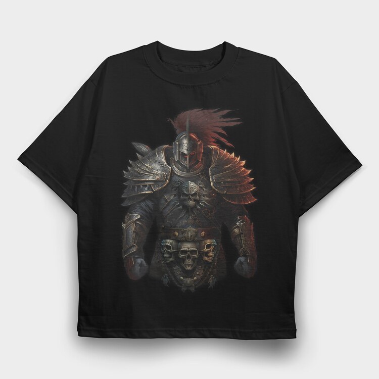Grim Warrior Skull, Tricou Oversize Barbati (Unisex)