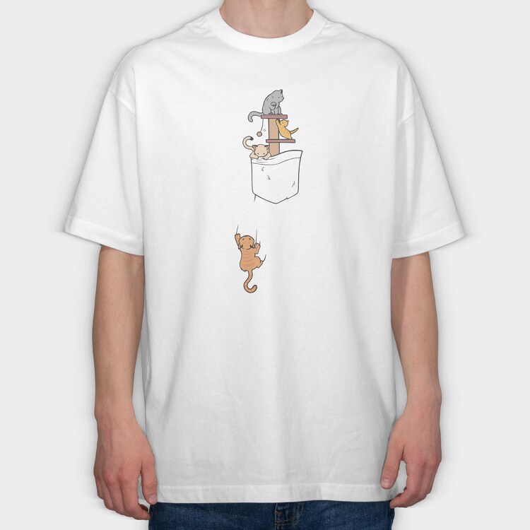 Pocket Cats, Tricou Oversize Barbati (Unisex)