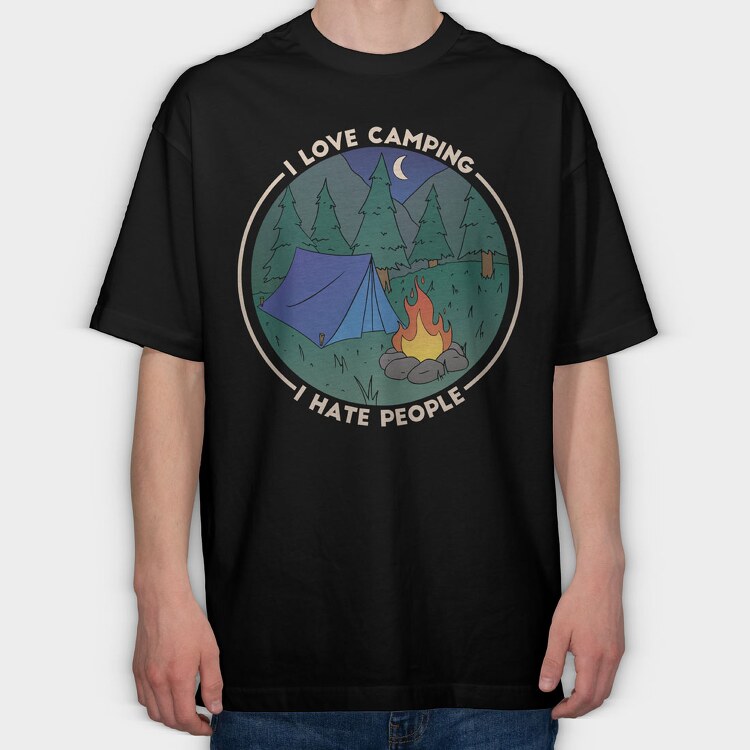Love Camping Hate People, Tricou Oversize Barbati (Unisex)