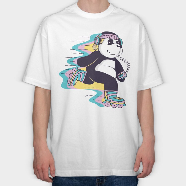 Roller Skating Panda, Tricou Oversize Barbati (Unisex)