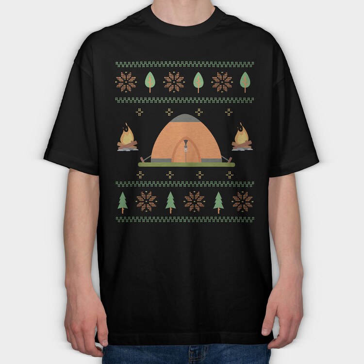 Camping Ugly Sweater, Tricou Oversize Barbati (Unisex)