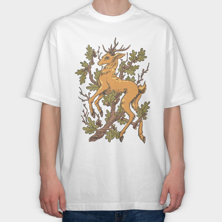 Deer Oak, Tricou Oversize Barbati (Unisex)