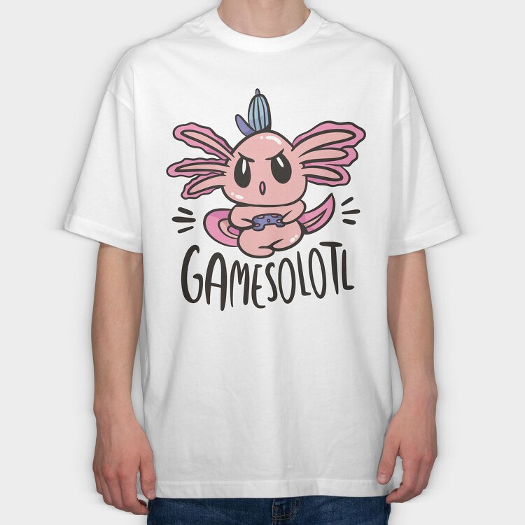 Gamer Axolotl Gamesolotl, Tricou Oversize Barbati (Unisex)