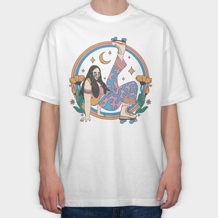 Roller Disco Girl Retro, Tricou Oversize Barbati (Unisex)