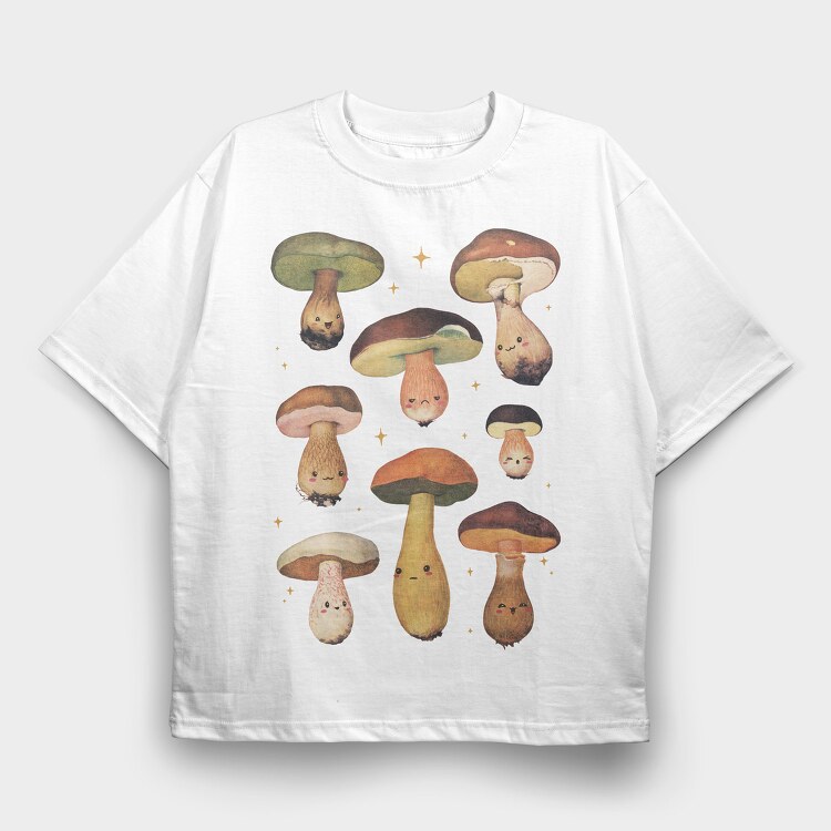 Poster Mushrooms, Tricou Oversize Barbati (Unisex)