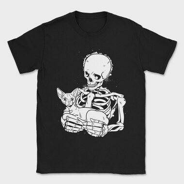 Skull With Cat, Tricou Barbati (Unisex)