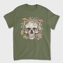 Skull With Mushrooms and Flowers, Tricou Barbati (Unisex)