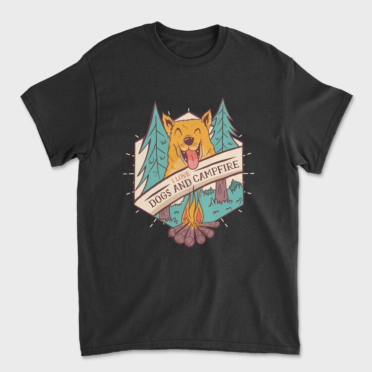 I Love Dogs and Campfire, Tricou Barbati (Unisex)