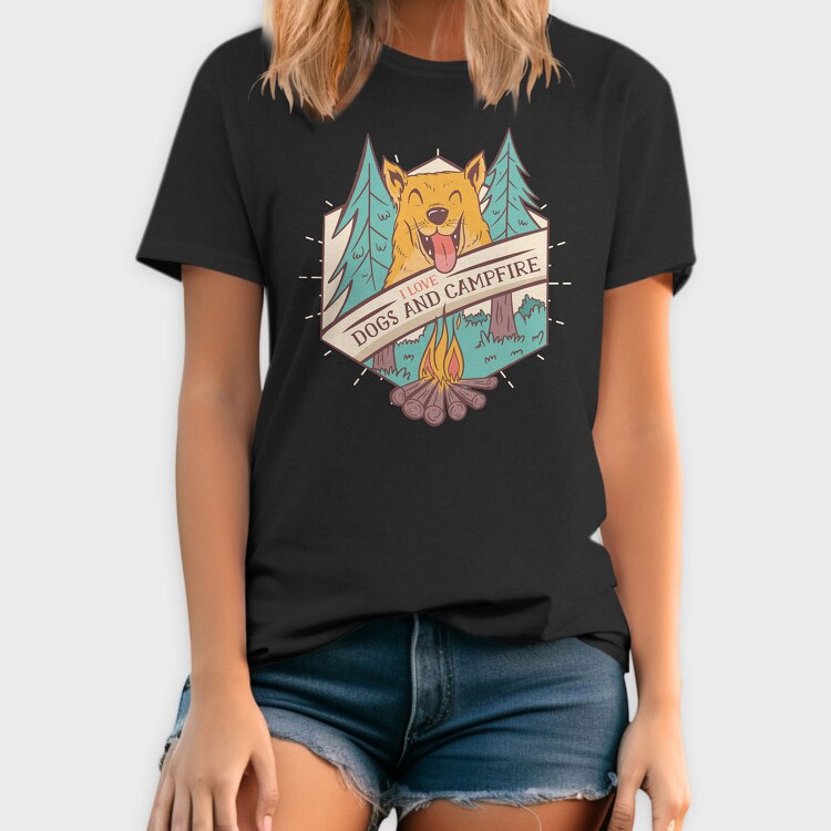 I Love Dogs and Campfire, Tricou Barbati (Unisex)