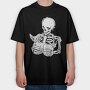 Skull With Cat, Tricou Oversize Barbati (Unisex)