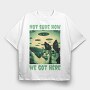 Dog and Cat Ufo, Tricou Oversize Barbati (Unisex)