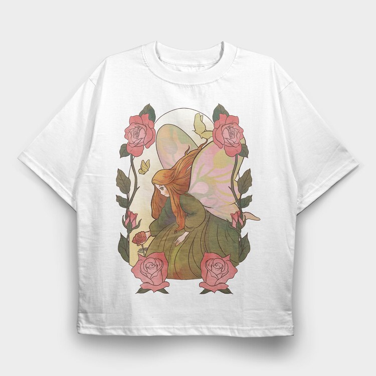 Rose Fairy Character Fairy Tale, Tricou Oversize Barbati (Unisex)