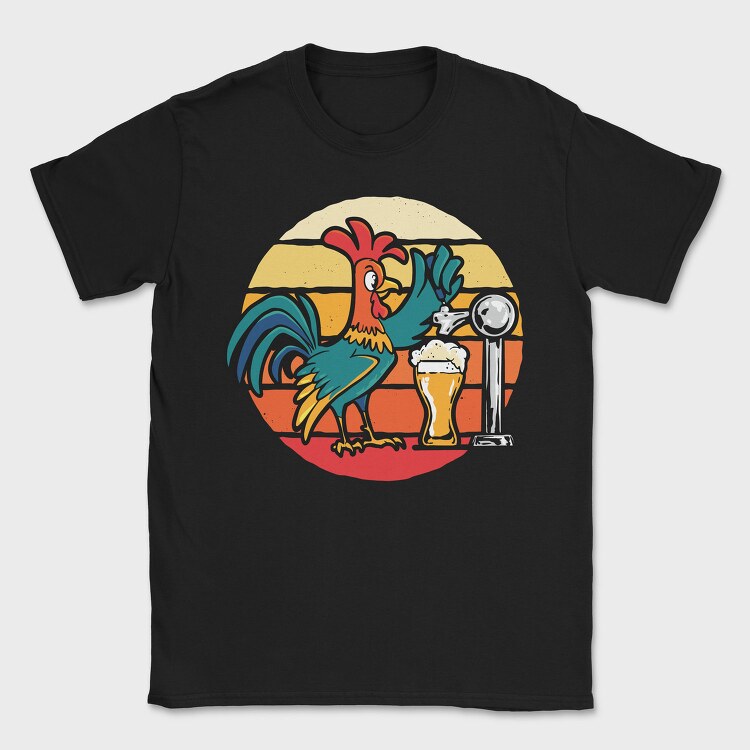 Rooster Beer In A Bar, Tricou Barbati (Unisex)