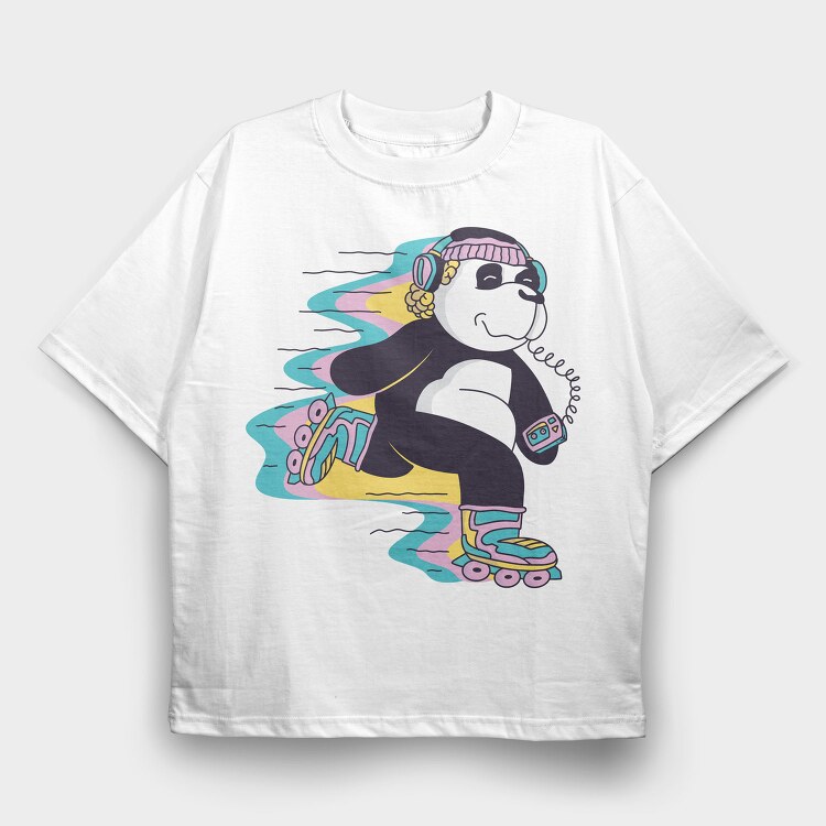 Roller Skating Panda, Tricou Oversize Barbati (Unisex)