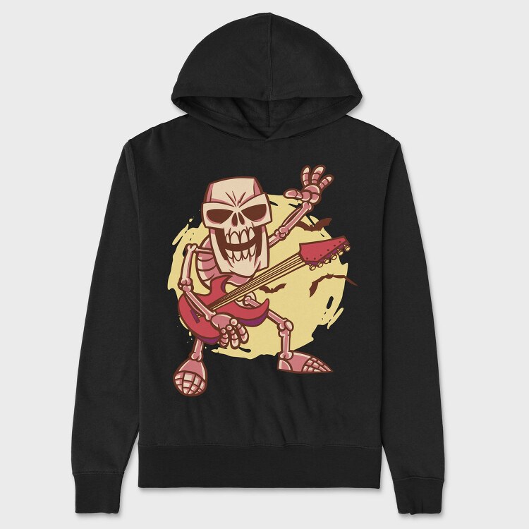 Rock Guitar Skeleton Cartoon, Hanorac Oversize Barbati (Unisex)