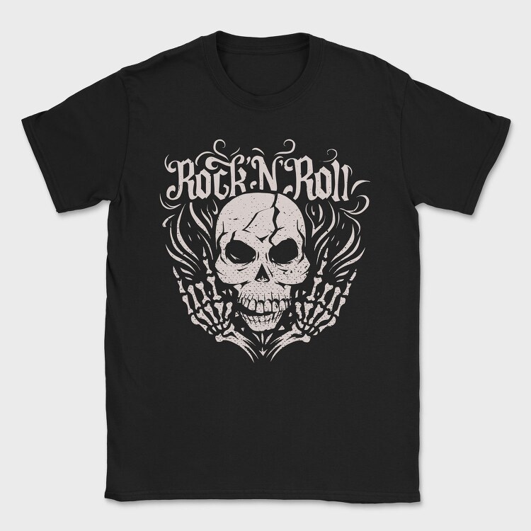 Rock And Roll Skull Skeleton, Tricou Barbati (Unisex)