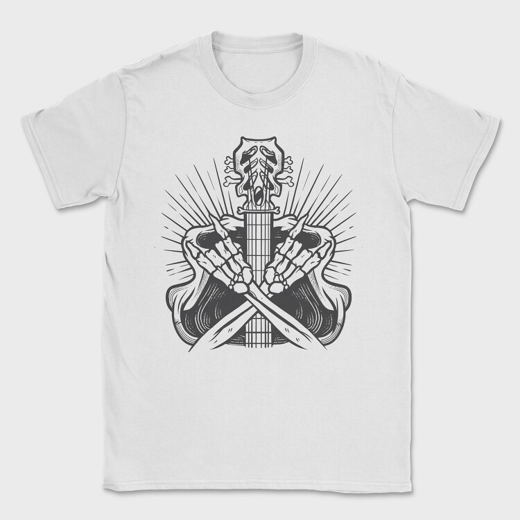 Rock And Roll Skeleton And Guitar, Tricou Barbati (Unisex)