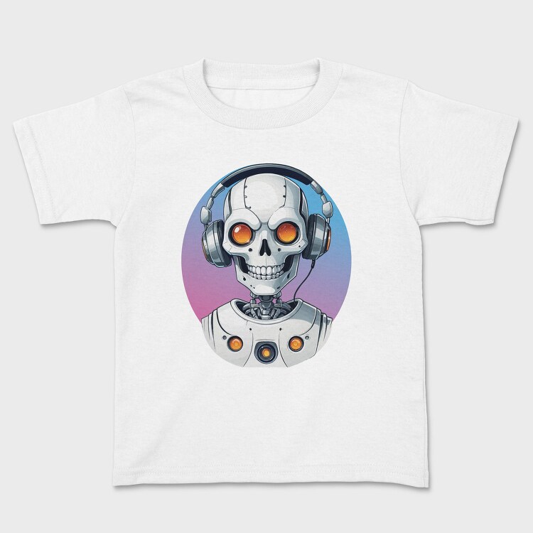 Robot Skull With Headphones, Tricou Copii