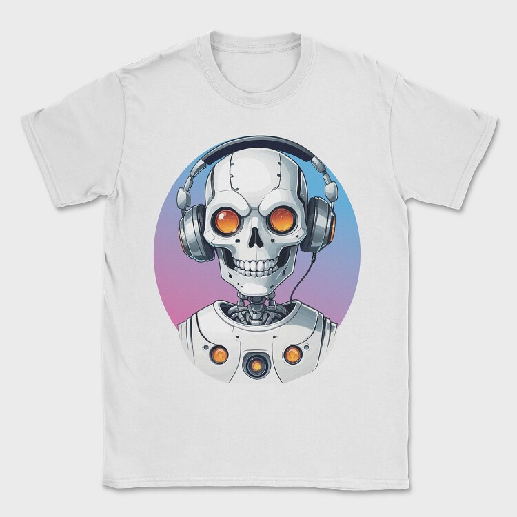 Robot Skull With Headphones, Tricou Barbati (Unisex)