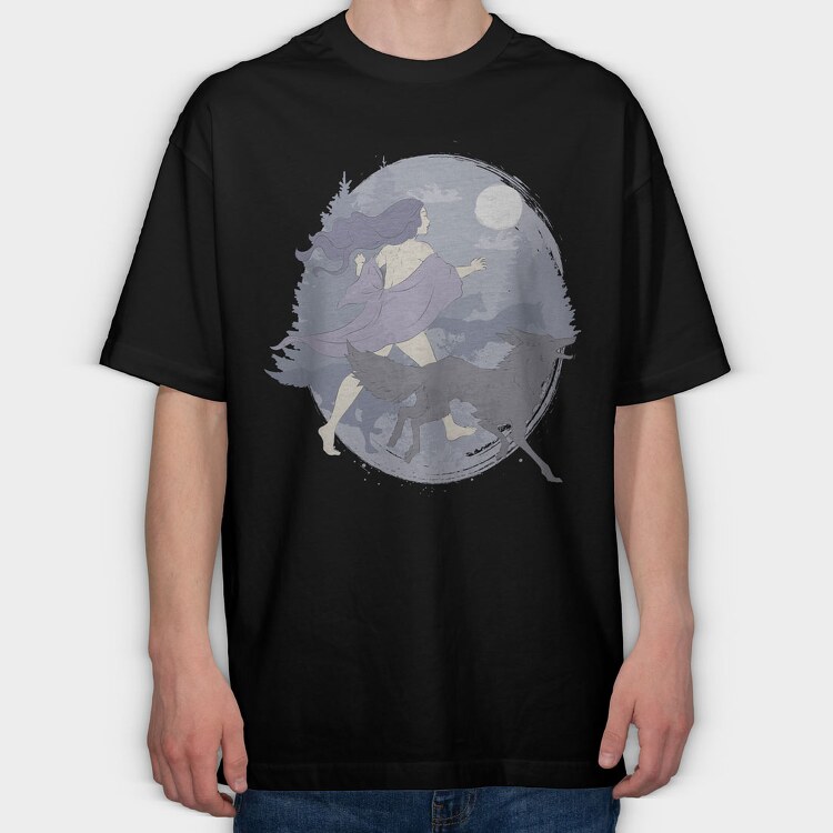 Woman Who Runs With Wolves, Tricou Oversize Barbati (Unisex)