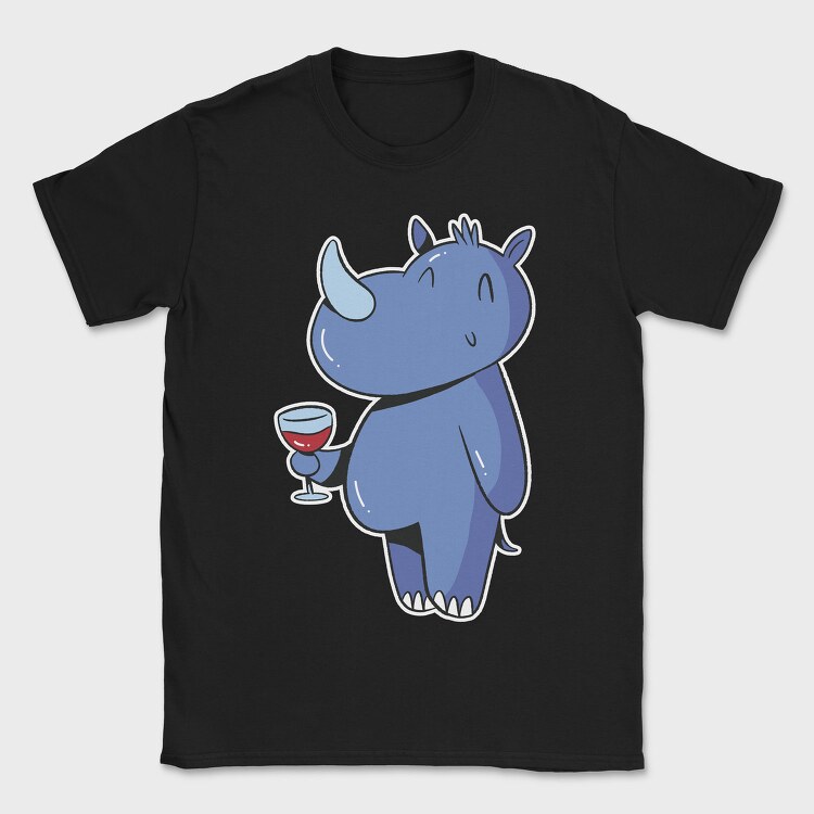 Rhinoceros With Wine Rhino, Tricou Barbati (Unisex)