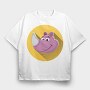 Rhino Smiley, Tricou Oversize Barbati (Unisex)