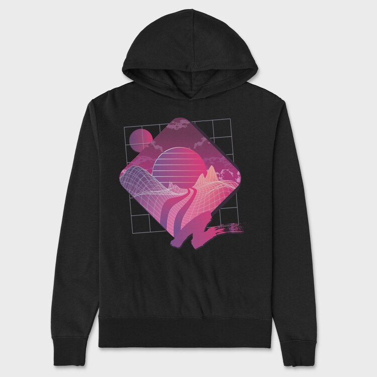 Retrowave Landscape, Hanorac Oversize Barbati (Unisex)