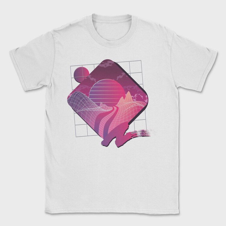 Retrowave Landscape, Tricou Barbati (Unisex)