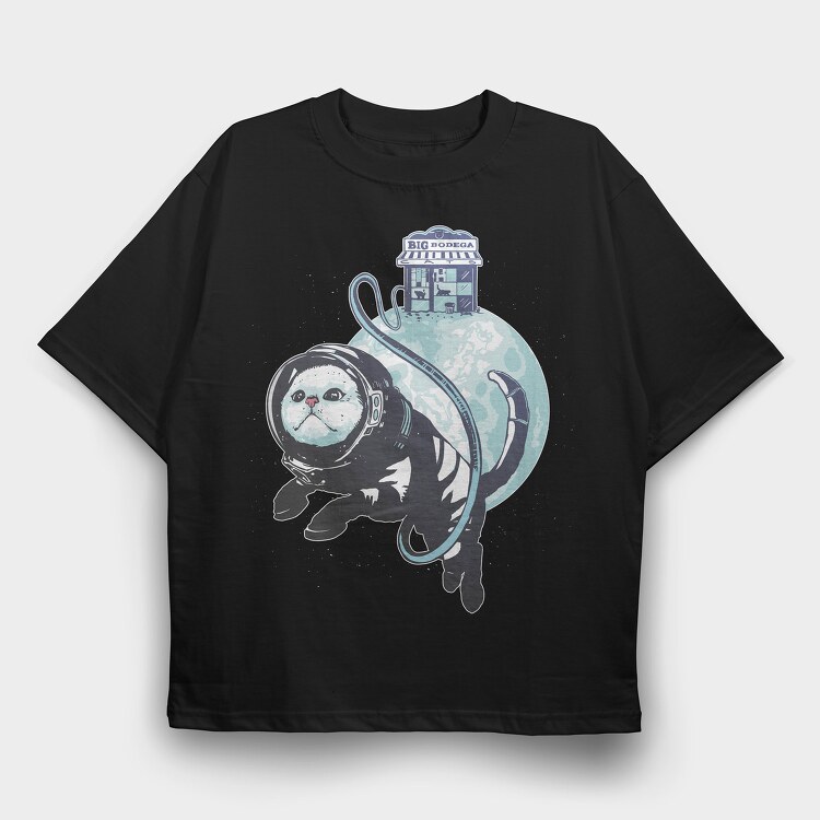 Cat Astronaut Bodega, Tricou Oversize Barbati (Unisex)