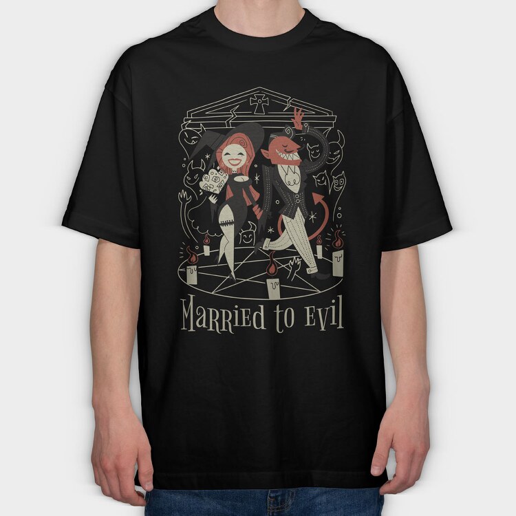 Married to Evil, Tricou Oversize Barbati (Unisex)