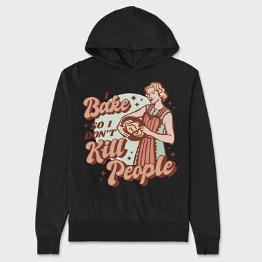 Retro Woman Baking Bake Kill Funny, Hanorac Oversize Barbati (Unisex)