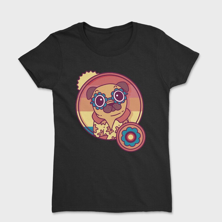 Retro Hippie Dog, Tricou Femei