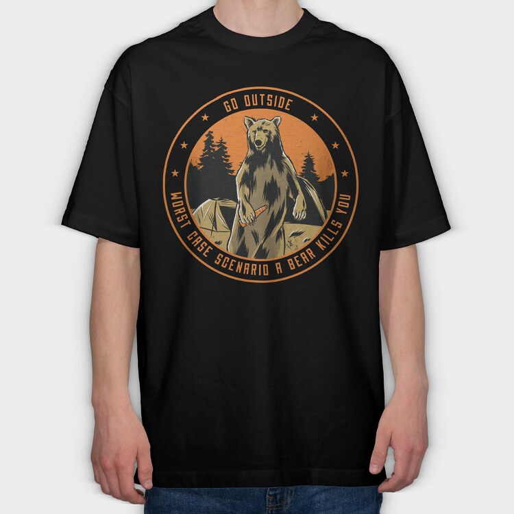 Worst Case Scenario Camping, Tricou Oversize Barbati (Unisex)