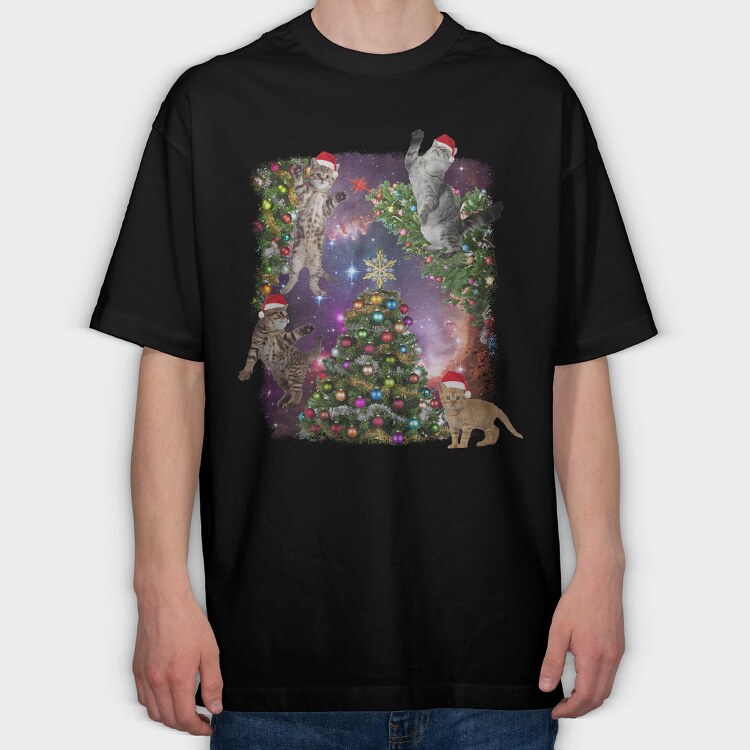 Xmas Cats, Tricou Oversize Barbati (Unisex)