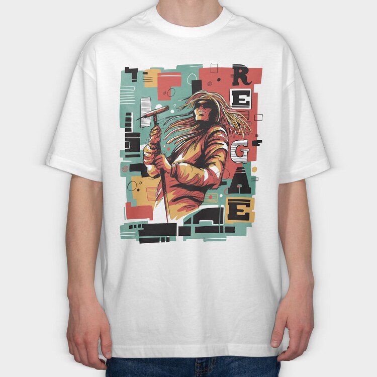 Reggae Musician Abstract Music, Tricou Oversize Barbati (Unisex)