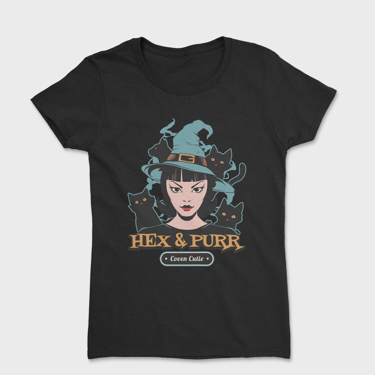Spooky Witch And Cats Coven Halloween, Tricou Femei