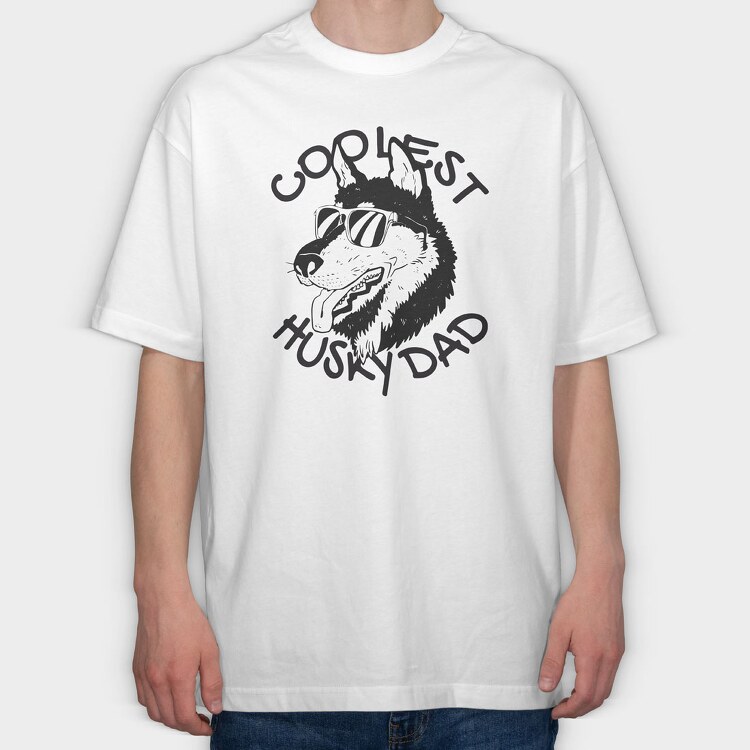 Dog Husky Dad, Tricou Oversize Barbati (Unisex)