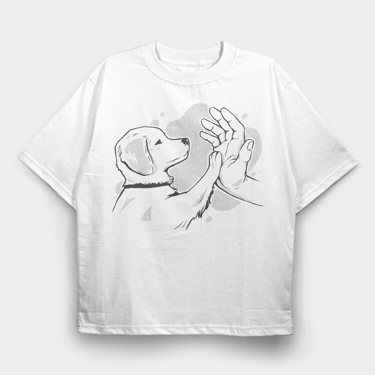Hand Paw Dog, Tricou Oversize Barbati (Unisex)