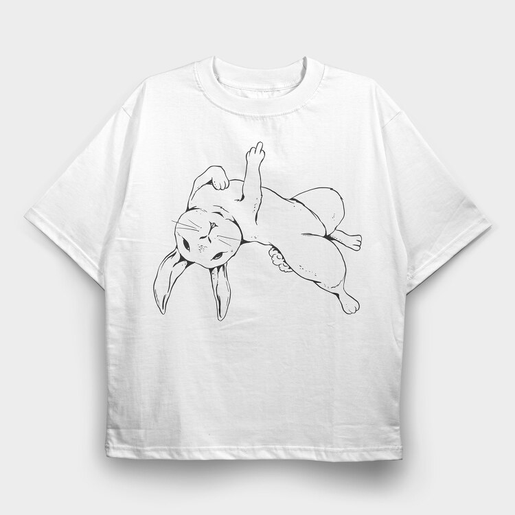 Rabbit Middle Finger, Tricou Oversize Barbati (Unisex)