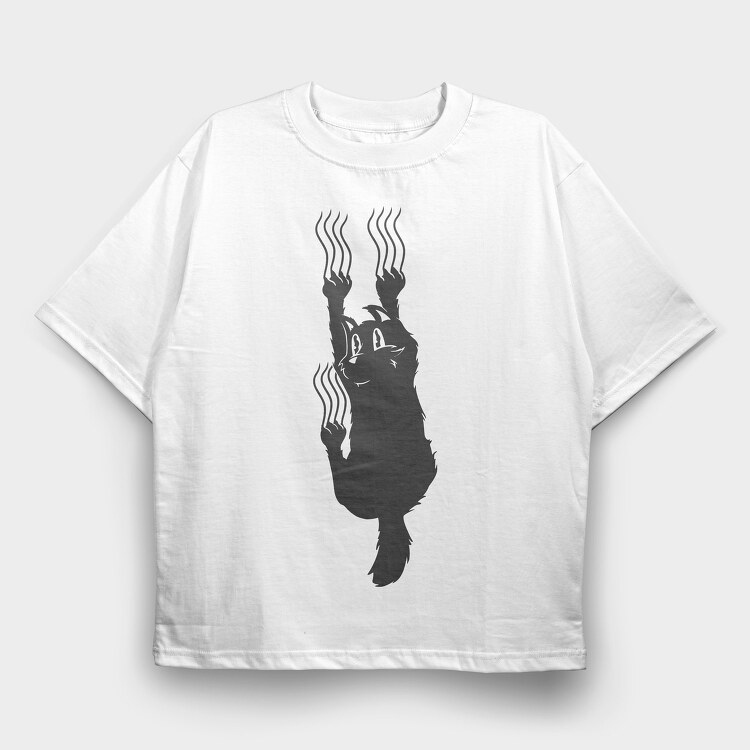 Hanging Cat, Tricou Oversize Barbati (Unisex)