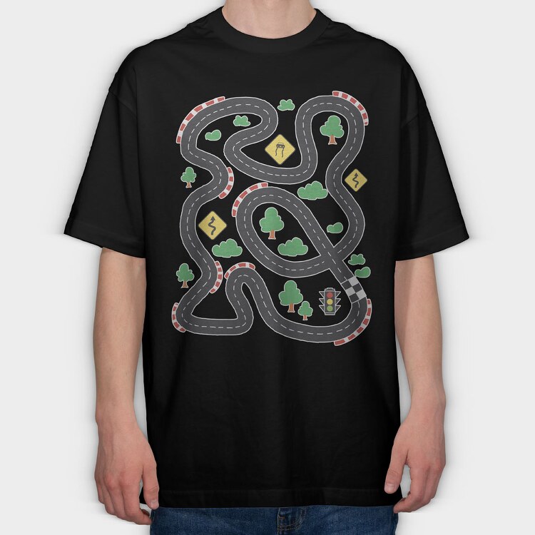 Race Track Kids, Tricou Oversize Barbati (Unisex)