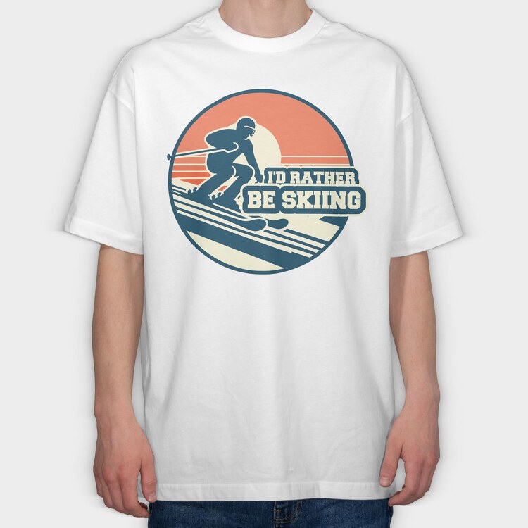 Retro Skiing Enthusiast Be Skiing, Tricou Oversize Barbati (Unisex)