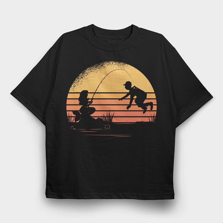 Mermaid Is Fishing, Tricou Oversize Barbati (Unisex)