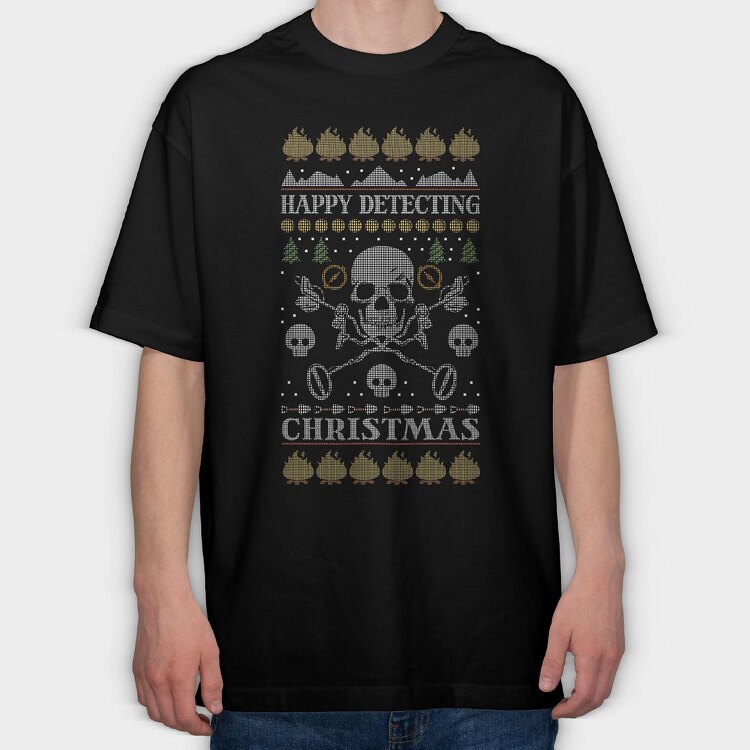 Metal Detector Uglysweater Christmas, Tricou Oversize Barbati (Unisex)