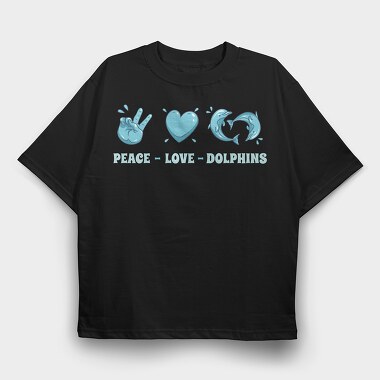 Heart Dolphin, Tricou Oversize Barbati (Unisex)
